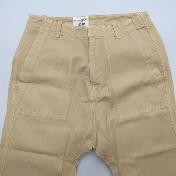 Nili Lotan Luna Pants Size 4 Beige Tan Drop Crotch Linen Blend Trousers - Picture 5 of 15